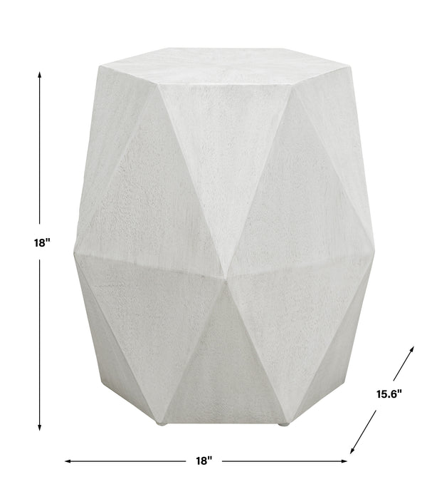 Uttermost Volker White Geometric Accent Table 25273 JAVA MIX WOOD, MDF, AND VENEER