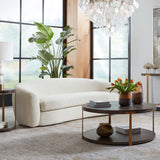 Uttermost Capra Art Deco White Sofa 23746 FABRIC,FOAM,PLYWOOD,OAK