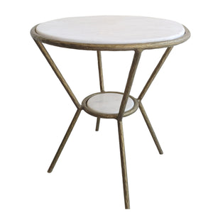 Uttermost Refuge Round White Side Table 22879 MARBLE, IRON