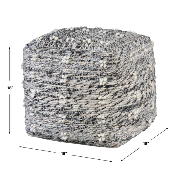 Uttermost Narol Gray Pouf 23974 POLYESTER, COTTON, WOOL