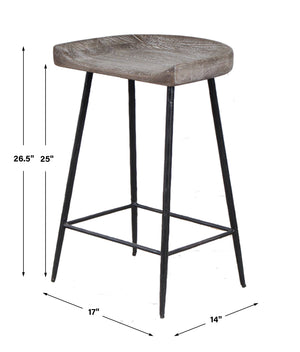 Uttermost Cordova Carved Wood Counter Stool 22885 IRON, WOOD