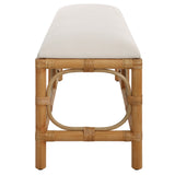 Uttermost Laguna White Fabric Rattan Bench 23755 MDF, PINE, RATTAN, POLYESTER, FOAM