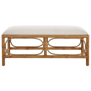 Uttermost Laguna White Fabric Rattan Bench 23755 MDF, PINE, RATTAN, POLYESTER, FOAM