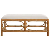 Laguna White Fabric Rattan Bench