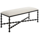 Uttermost Iron Drops Cushioned Bench 23756 IRON, MDF, POLYESTER, FOAM