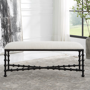 Uttermost Iron Drops Cushioned Bench 23756 IRON, MDF, POLYESTER, FOAM