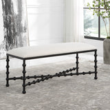 Uttermost Iron Drops Cushioned Bench 23756 IRON, MDF, POLYESTER, FOAM