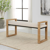 Uttermost Areca Coastal Rattan Bench 23760 IRON, MDF, RATTAN, POLYESTER, FOAM