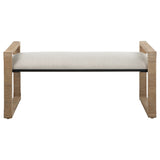 Uttermost Areca Coastal Rattan Bench 23760 IRON, MDF, RATTAN, POLYESTER, FOAM