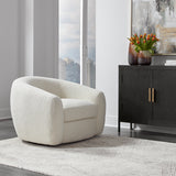 Uttermost Capra  Art Deco White Swivel Chair 23747 FABRIC,FOAM,PLYWOOD,STAINLESS STEEL