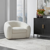 Uttermost Capra  Art Deco White Swivel Chair 23747 FABRIC,FOAM,PLYWOOD,STAINLESS STEEL