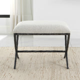 Uttermost Brisby Gray Fabric Small Bench 23750 CAST IRON,MDF,FOAM,FABRIC