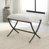 Uttermost Brisby Gray Fabric Small Bench 23750 CAST IRON,MDF,FOAM,FABRIC