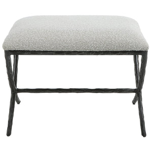 Uttermost Brisby Gray Fabric Small Bench 23750 CAST IRON,MDF,FOAM,FABRIC