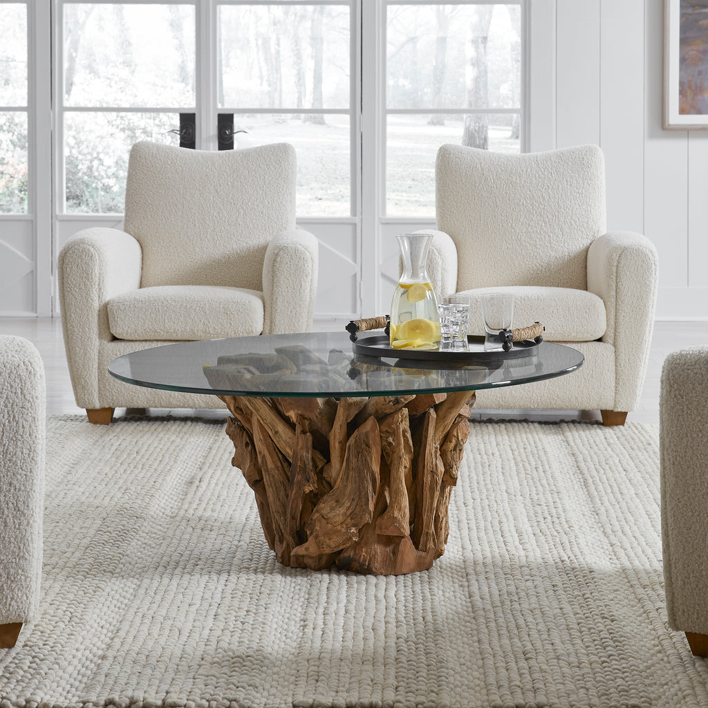 Uttermost teak online root coffee table