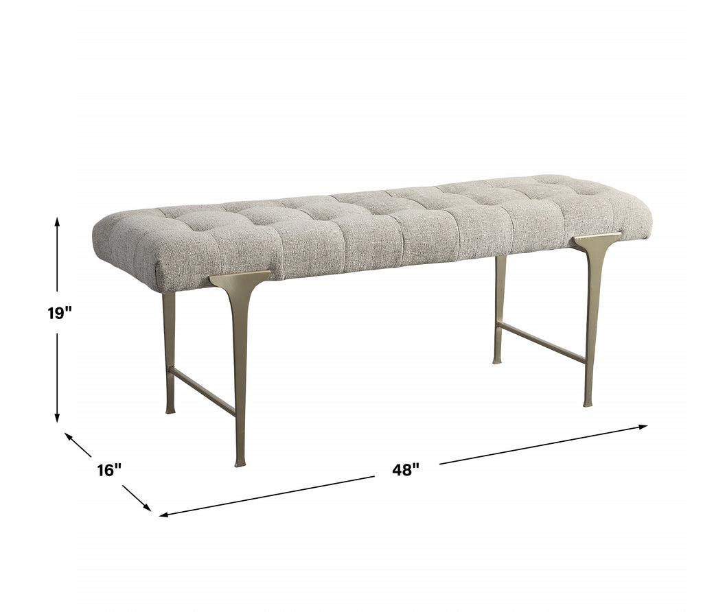 Uttermost Imperial Upholstered Gray Bench 23765 IRON, MDF, POLYESTER, FOAM