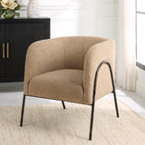 Uttermost Jacobsen Tan Shearling Barrel Chair 23754 FABRIC,FOAM,PLYWOOD,IRON