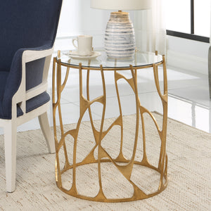 Uttermost Ritual Round Gold Side Table 22894 Glass, Iron