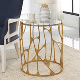 Uttermost Ritual Round Gold Side Table 22894 Glass, Iron