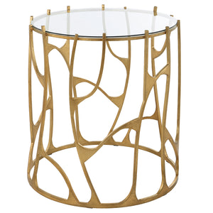 Uttermost Ritual Round Gold Side Table 22894 Glass, Iron