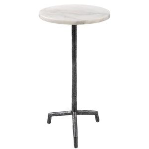 Uttermost Puritan White Marble Drink Table 22897 MARBLE, IRON