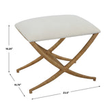 Uttermost Expedition White Fabric Small Bench 23751 Iron,Rattan,MDF,Foam,Fabric