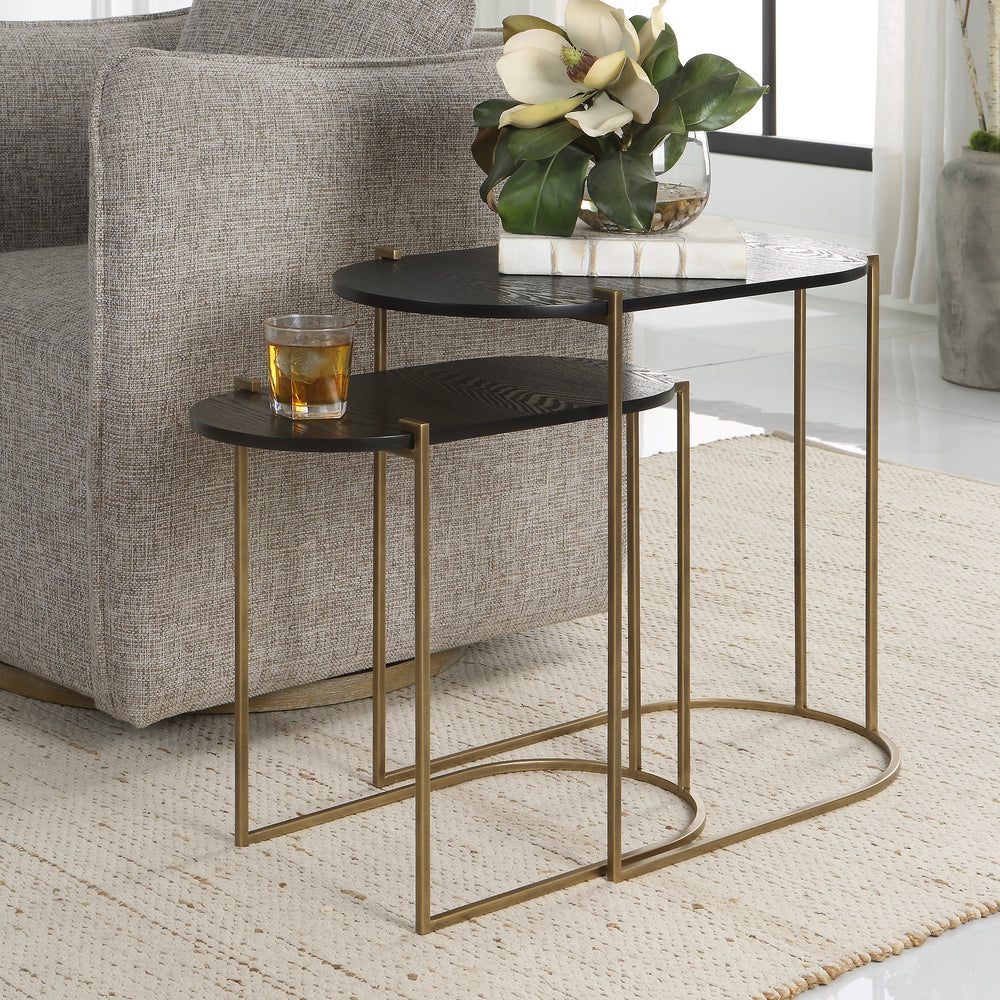 Uttermost Aztec Wood Nesting Tables, Set/2 22882 IRON, MDF, ASH