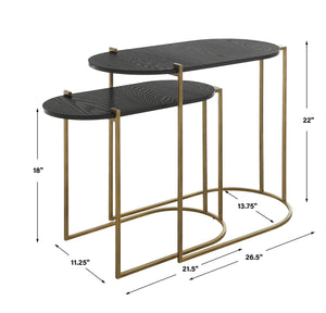 Uttermost Aztec Wood Nesting Tables, Set/2 22882 IRON, MDF, ASH