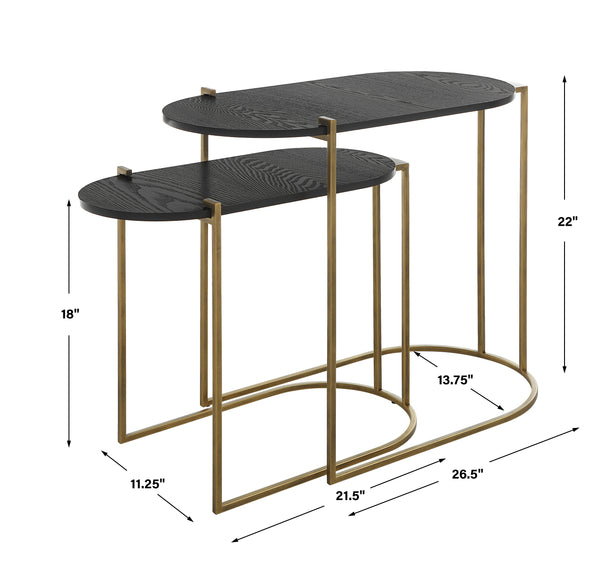 Uttermost Aztec Wood Nesting Tables, Set/2 22882 IRON, MDF, ASH