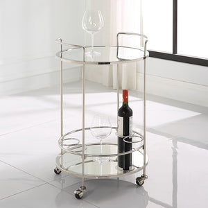 Uttermost Spritz Chrome Bar Cart 22895 STEEL, MIRROR, MDF
