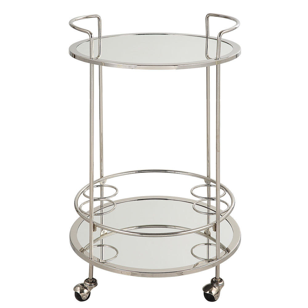 Uttermost Spritz Chrome Bar Cart 22895 STEEL, MIRROR, MDF
