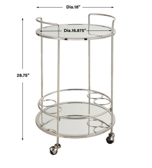 Uttermost Spritz Chrome Bar Cart 22895 STEEL, MIRROR, MDF