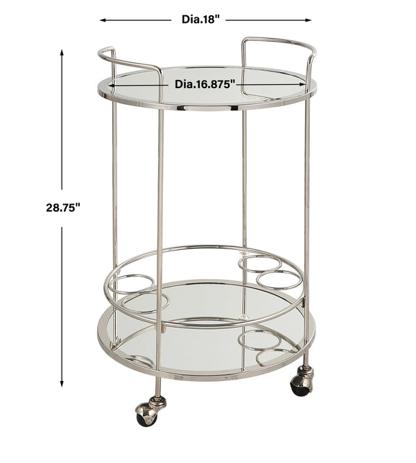 Uttermost Spritz Chrome Bar Cart 22895 STEEL, MIRROR, MDF