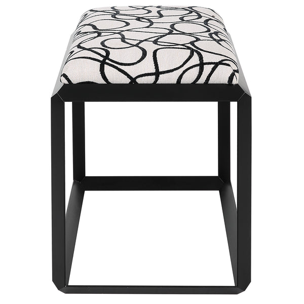 Uttermost Curls Gray Small Bench 23768 IRON, MDF, POLYESTER, FOAM