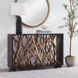 Uttermost Teak Maze Console Table 22901 SOLID MAHOGANY WOOD COMBINE WITH TEAK BRANCH