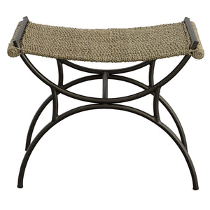 Uttermost Playa Seagrass Small Bench 23770 METAL WITH SEAGRASS AND RATTAN POLE