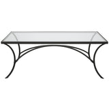 Uttermost Alayna Black Metal & Glass Coffee Table 22909 METAL ,TEMPERED GLASS