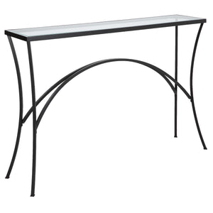 Uttermost Alayna Black Metal & Glass Console Table 22910 METAL,TEMPERED GLASS