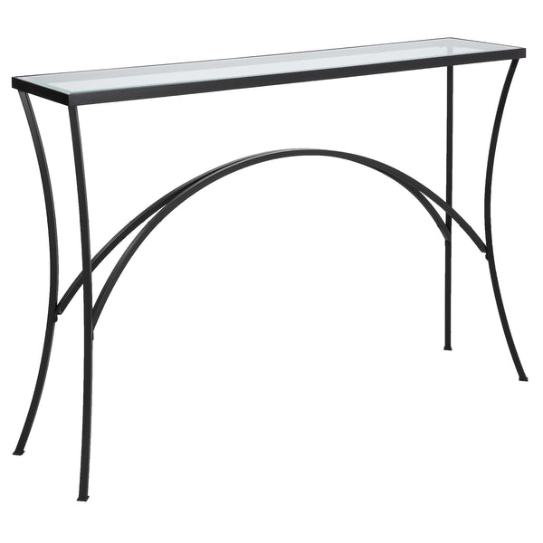 Uttermost Alayna Black Metal & Glass Console Table 22910 METAL,TEMPERED GLASS
