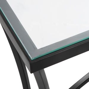 Uttermost Alayna Black Metal & Glass Console Table 22910 METAL,TEMPERED GLASS