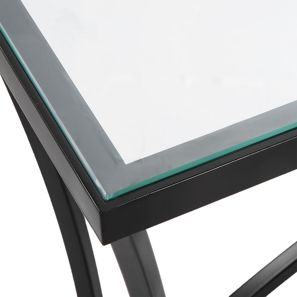 Uttermost Alayna Black Metal & Glass Console Table 22910 METAL,TEMPERED GLASS