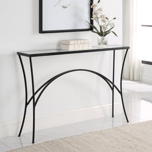 Uttermost Alayna Black Metal & Glass Console Table 22910 METAL,TEMPERED GLASS