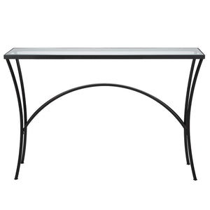 Uttermost Alayna Black Metal & Glass Console Table 22910 METAL,TEMPERED GLASS