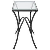 Uttermost Alayna Black Metal & Glass End Table 22911 METAL,TEMPERED GLASS