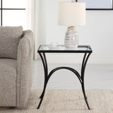 Uttermost Alayna Black Metal & Glass End Table 22911 METAL,TEMPERED GLASS
