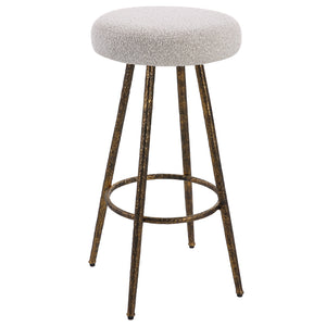 Uttermost Braven White Fabric Counter Stool 23771 METAL,MDF,FOAM,FABRIC