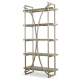 Uttermost Sway Soft Gray Etagere 22902 JAVA MIX WOOD WITH TITLE TSCA VI, VENEER, AND METAL