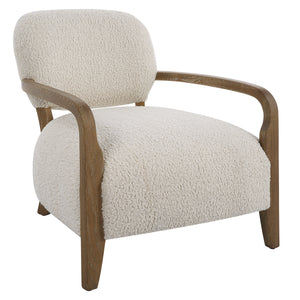 Uttermost Telluride Natural Shearling Accent Chair 23772 OAK, MORGAN SHEEPSKIN,FOAM,PLYWOOD