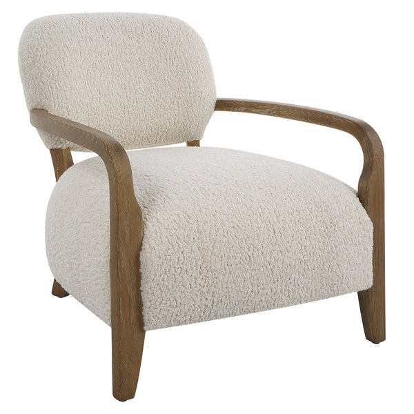Uttermost Telluride Natural Shearling Accent Chair 23772 OAK, MORGAN SHEEPSKIN,FOAM,PLYWOOD