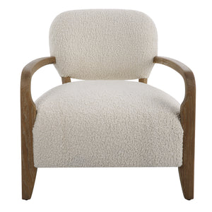 Uttermost Telluride Natural Shearling Accent Chair 23772 OAK, MORGAN SHEEPSKIN,FOAM,PLYWOOD